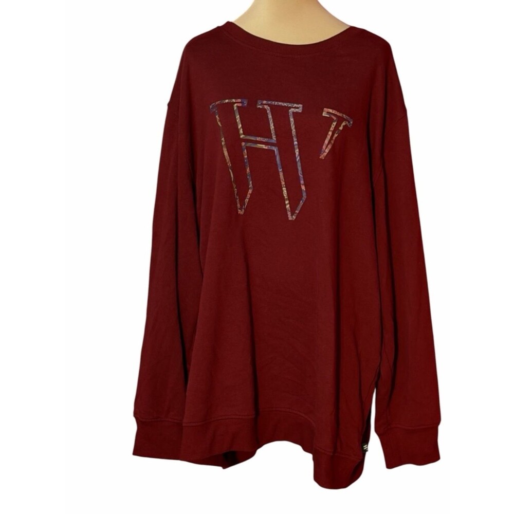 Houston White Burgundy Oversized Crewneck Sweatshirt 3X Graphic Pullover
